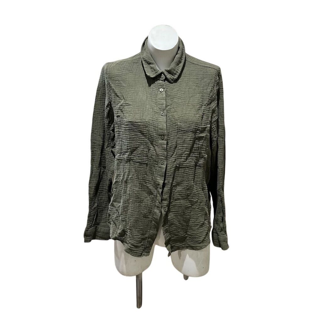 Z Supply Women's Olive Green Button-Up Shirt Size L Long Sleeve Casual